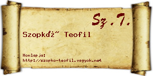 Szopkó Teofil névjegykártya